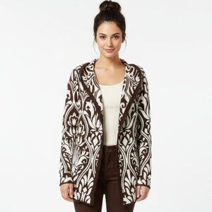 Avalanche Brown & White Long Sleeve Zip Up Hoody Sweater M